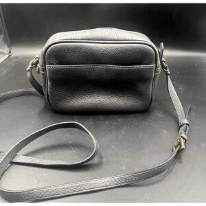 J.Crew Signet Gray Leather Small Camera Crossbody Bag Lock & Key Adjustable